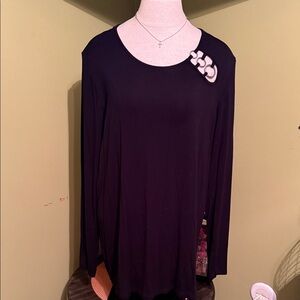 Torrid Black Long Sleeve Top with Shoulder Accent 2X